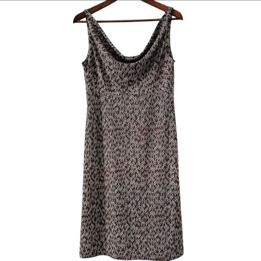 Dani Max Vintage 90s Sleeveless Slip Dress Brown Cowl Neck Below Knee size 8M